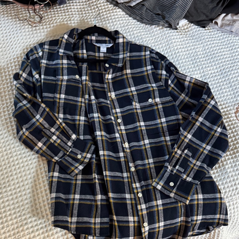 Old Navy Blue and Yellow Plaid Button-Down Shirt